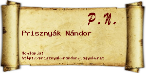 Prisznyák Nándor névjegykártya