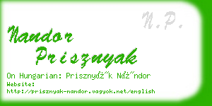 nandor prisznyak business card